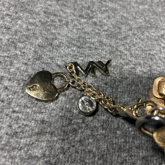 Longchamp Quadri Handbag Purse Leather Metallic Gold Charms Keychains - Picture 14 of 16